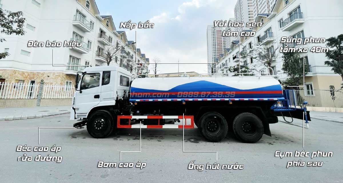 Xe bồn xitec chở nước rửa đường tưới cây 6m3 khối Hyundai 110S