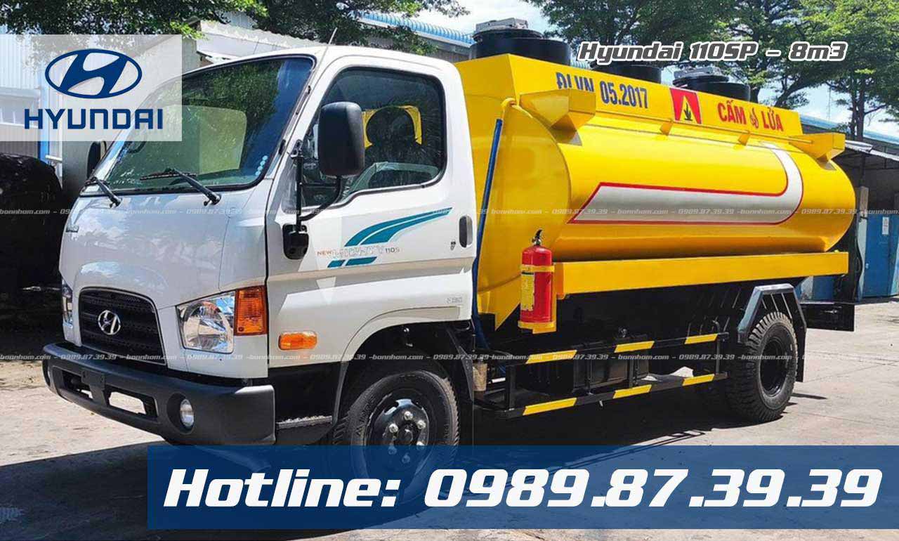 Xe bồn Hyundai 8m3 110SP chở xăng dầu
