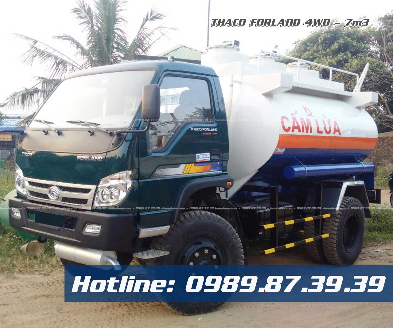 Xe bồn cấp phát lẻ lưu động xăng dầu 7m3 khối Thaco Forland