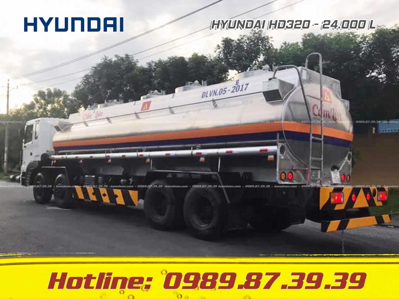 Xe bồn xitec chở dầu ăn thực vật Hyundai HD320 24000 L