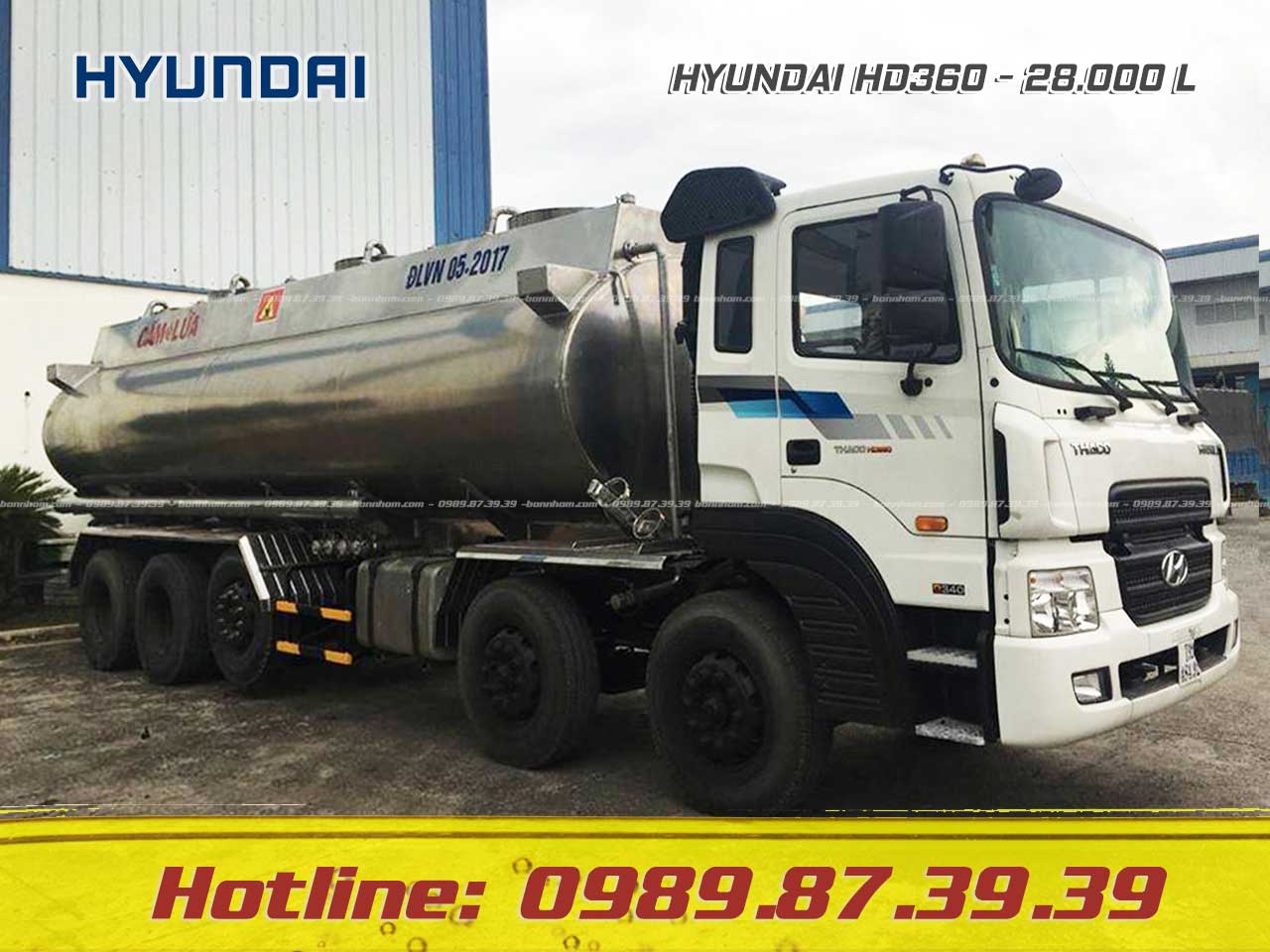 Xe bồn xitec chở dầu ăn thực vật Hyundai HD360 28000 L