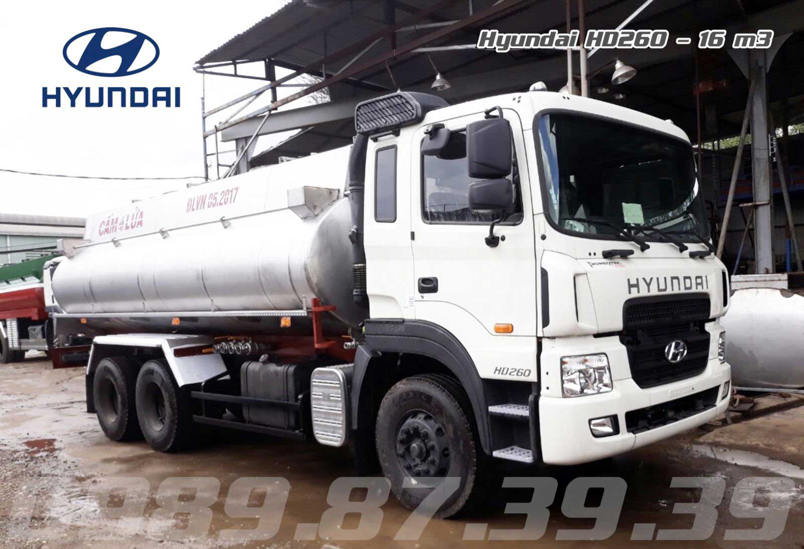 Xe bồn chở xăng dầu Hyundai 3 chân HD260 16 khối