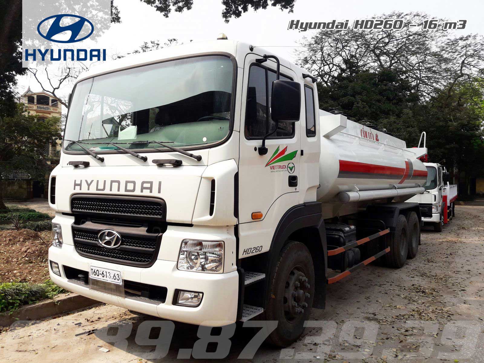 Xe bồn chở xăng dầu Hyundai 3 chân HD260 16 khối
