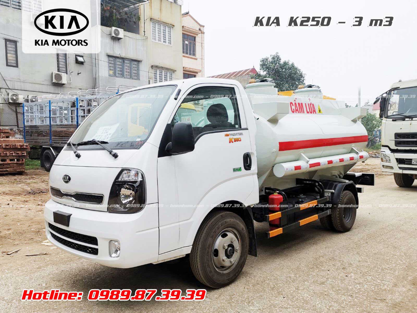 Xe bồn chở xăng dầu 3m3 khối Kia K250