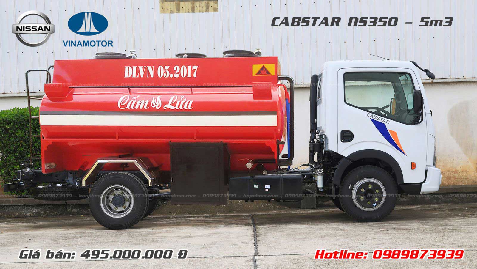 Xe bồn chở xăng dầu 5m3 khối Nissan Cabstar NS350