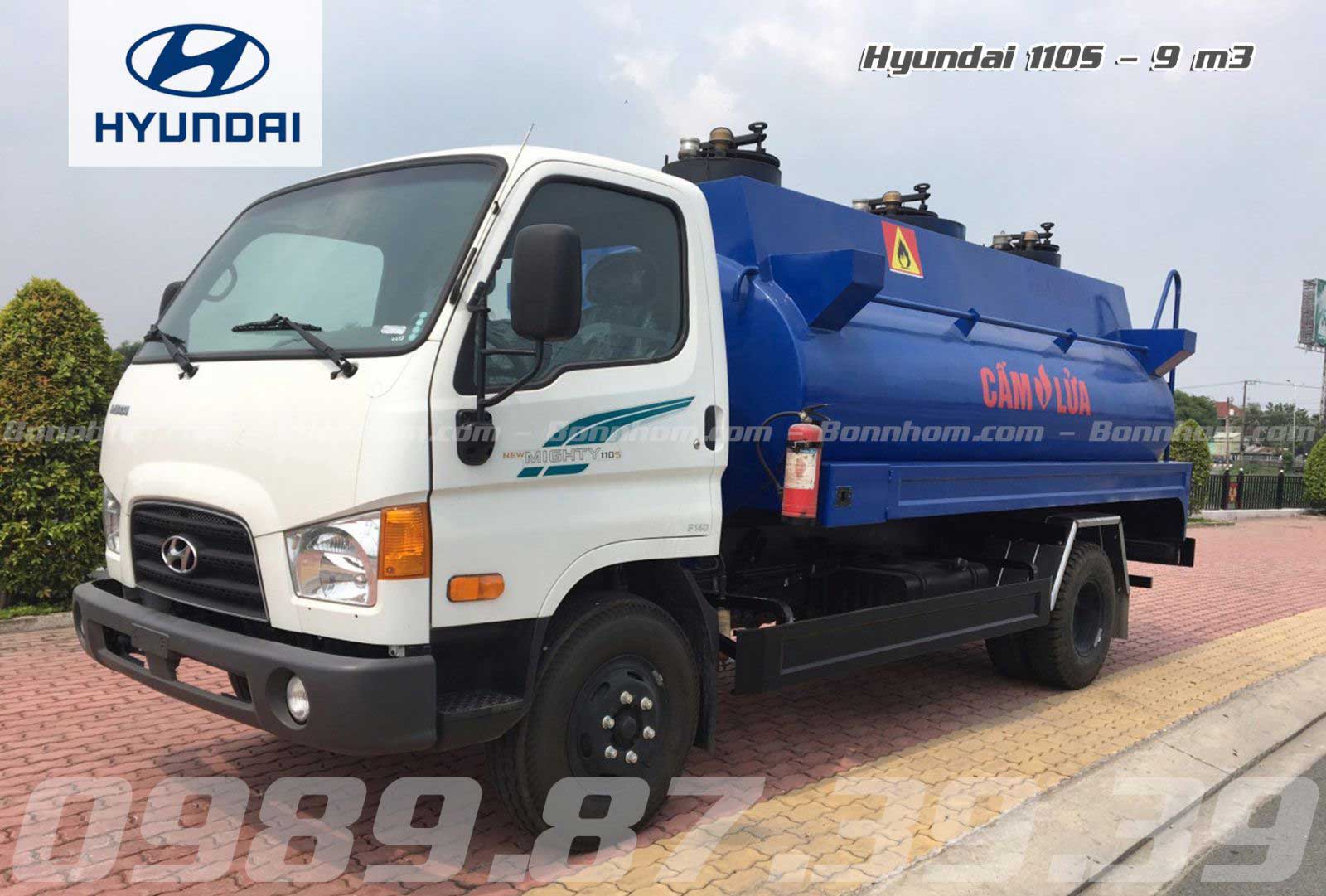Xe bồn xitec Hyundai Mighty 110S chở xăng dầu 9 m3 khối