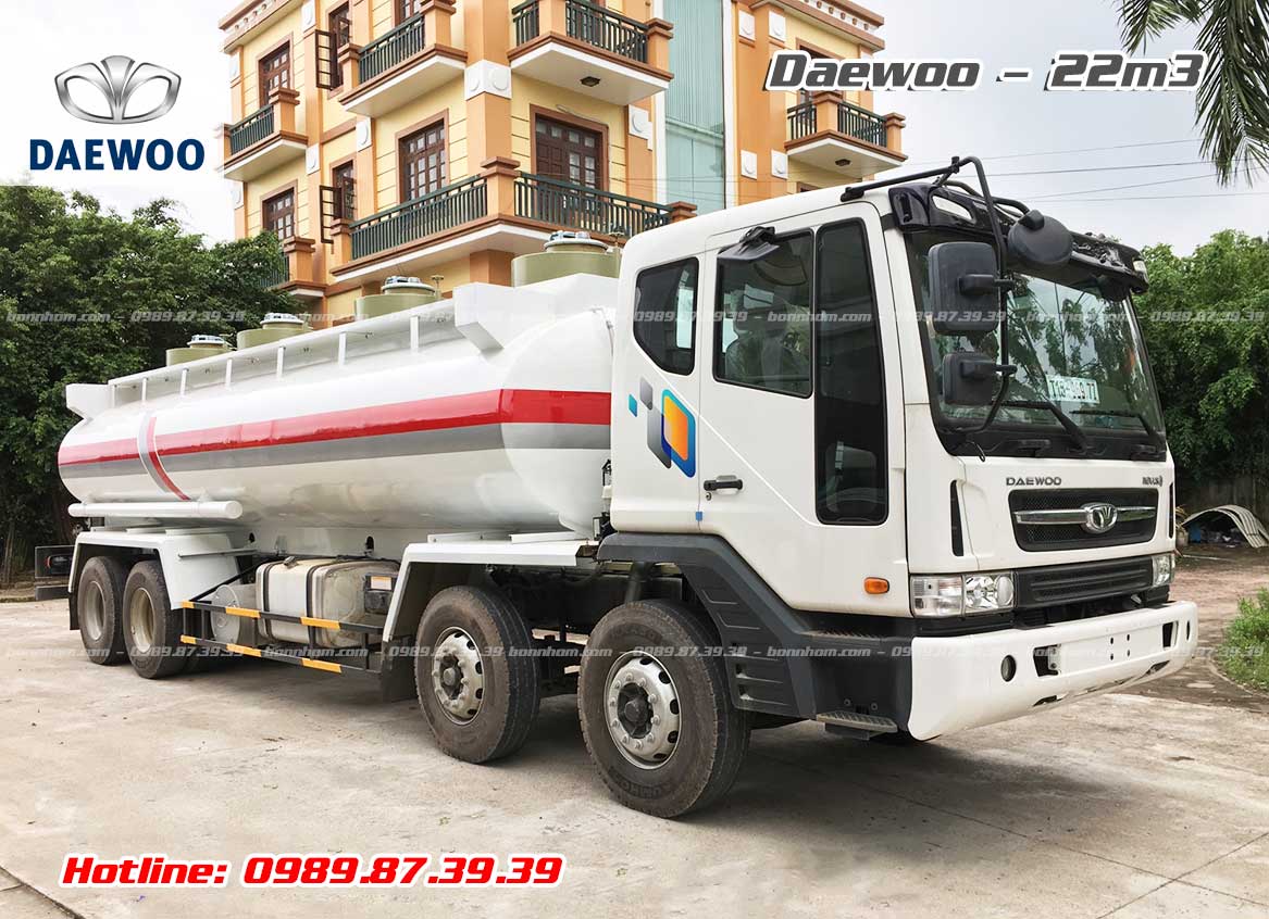 Xe bồn chở xăng dầu Daewoo 4 chân 22m3 khối