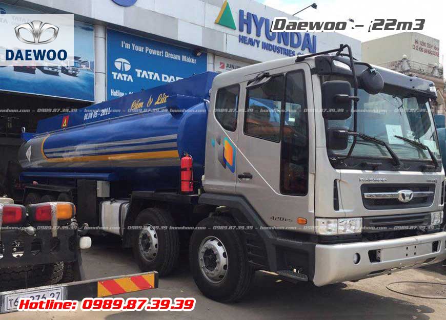 Xe bồn chở xăng dầu Daewoo 4 chân 22m3 khối
