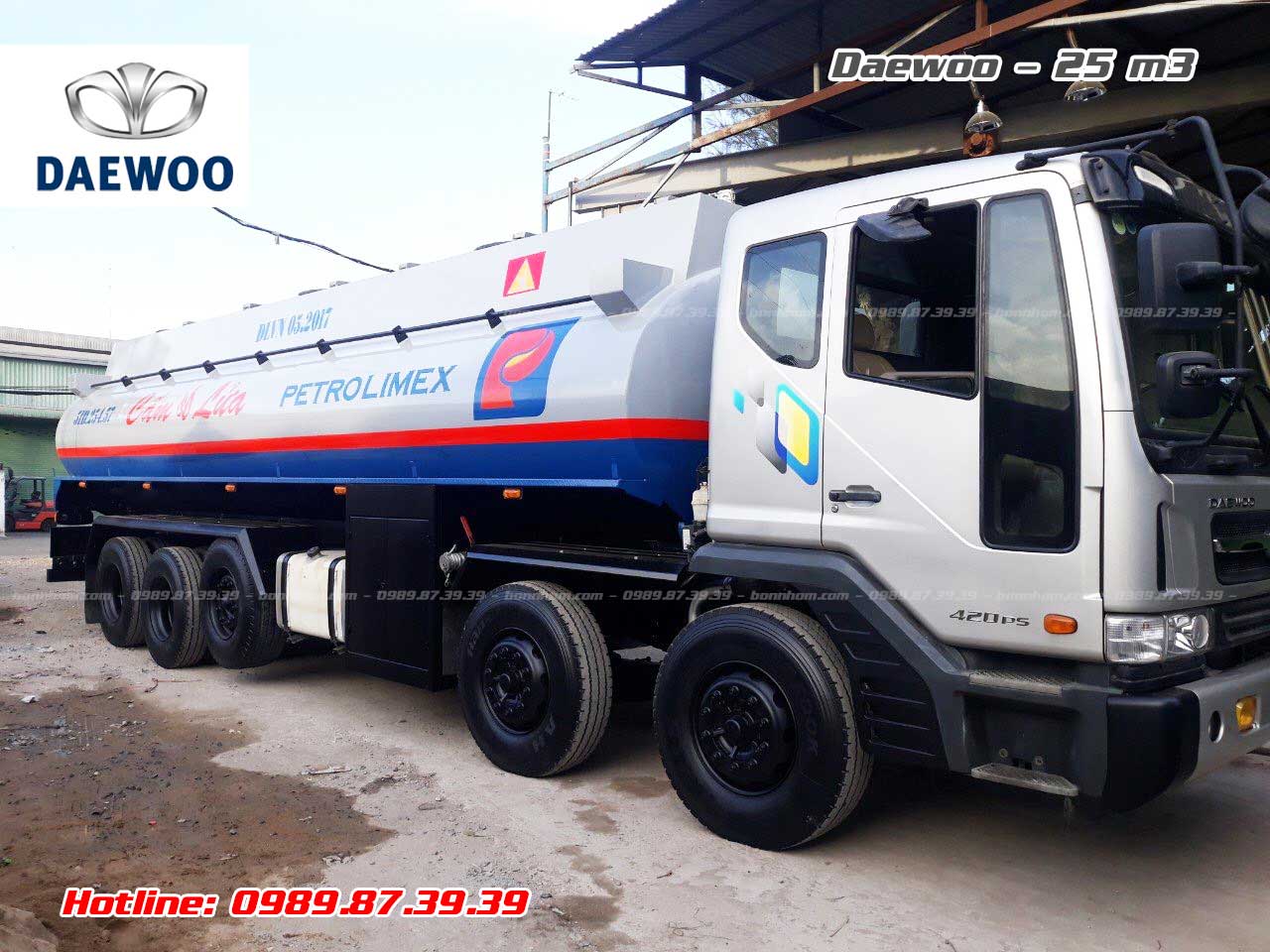 Xe bồn chở xăng dầu Daewoo 5 chân 25m3 khối