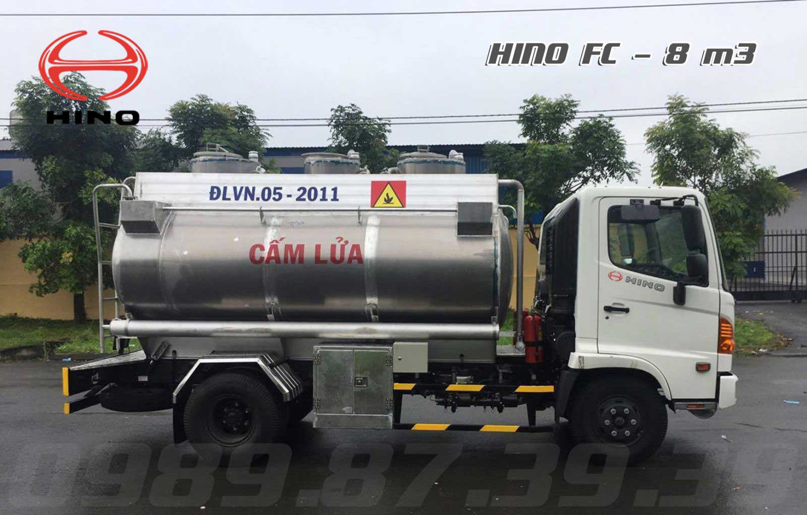 Xe bồn nhôm chở xăng dầu 8 m3 khối HINO FC