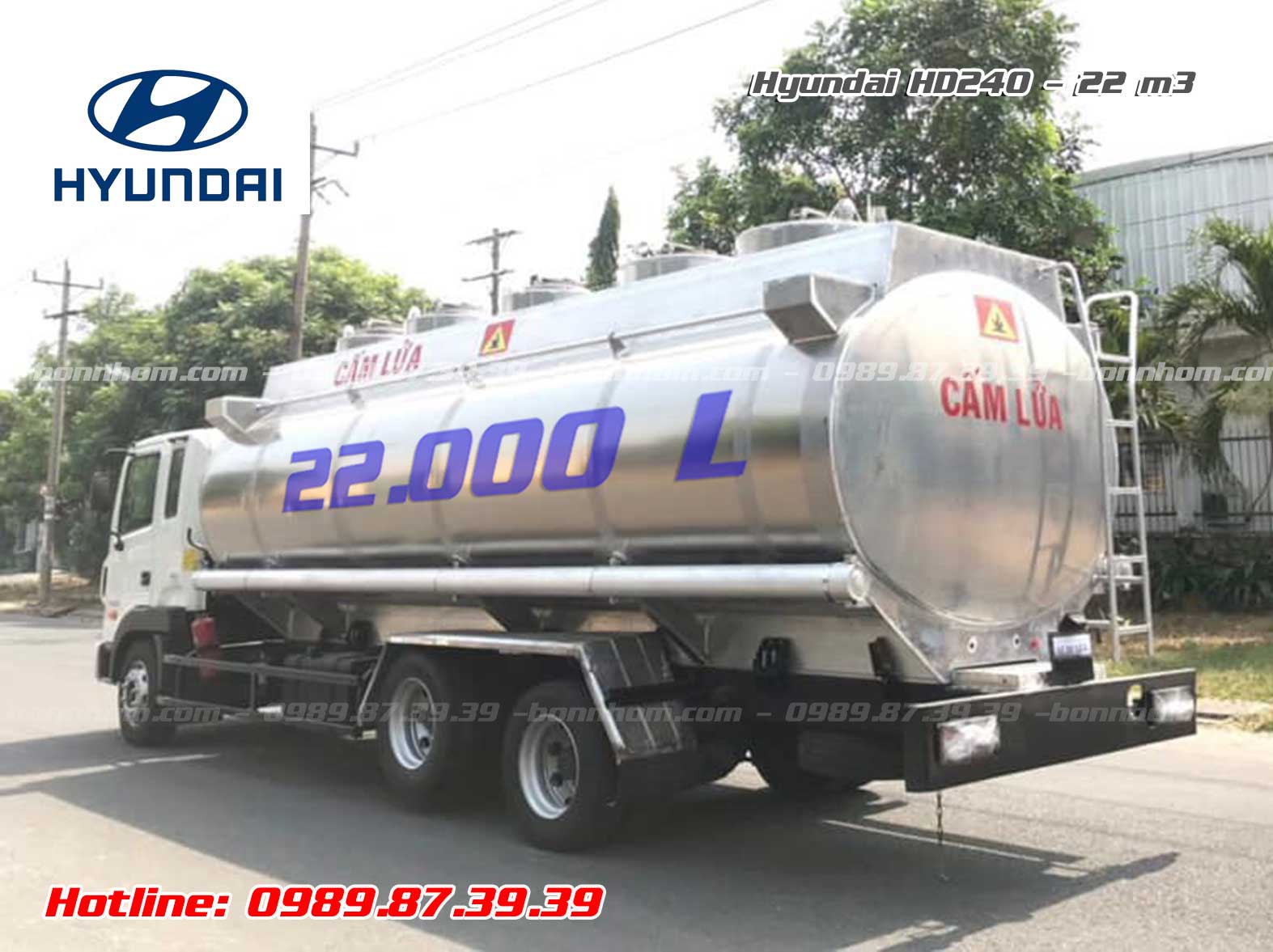 Xe bồn nhôm chở xăng dầu Hyundai HD240 22 khối