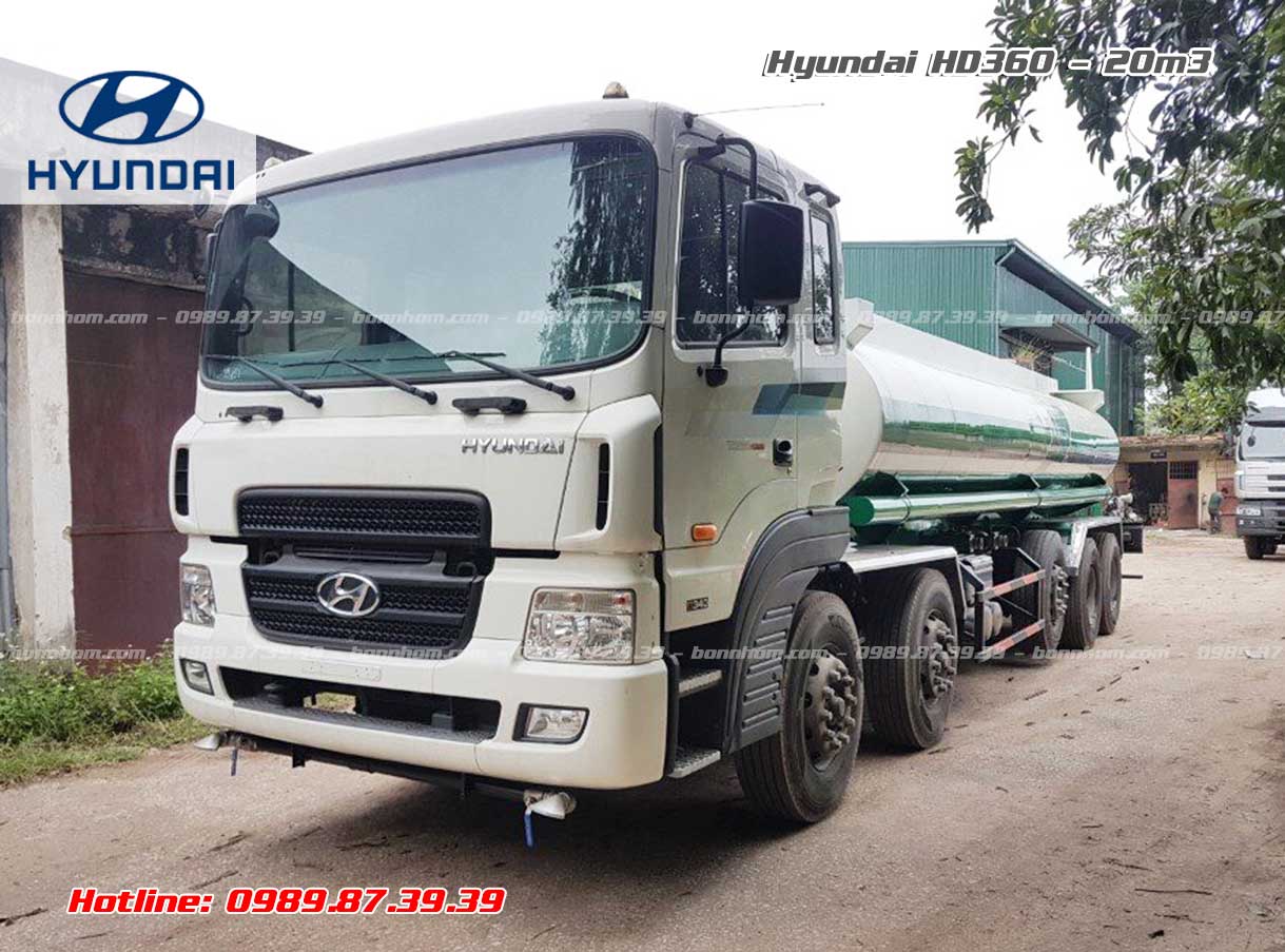 Xe bồn xitec chở nước rửa đường tưới cây 20m3 khối Hyundai 5 chân HD360