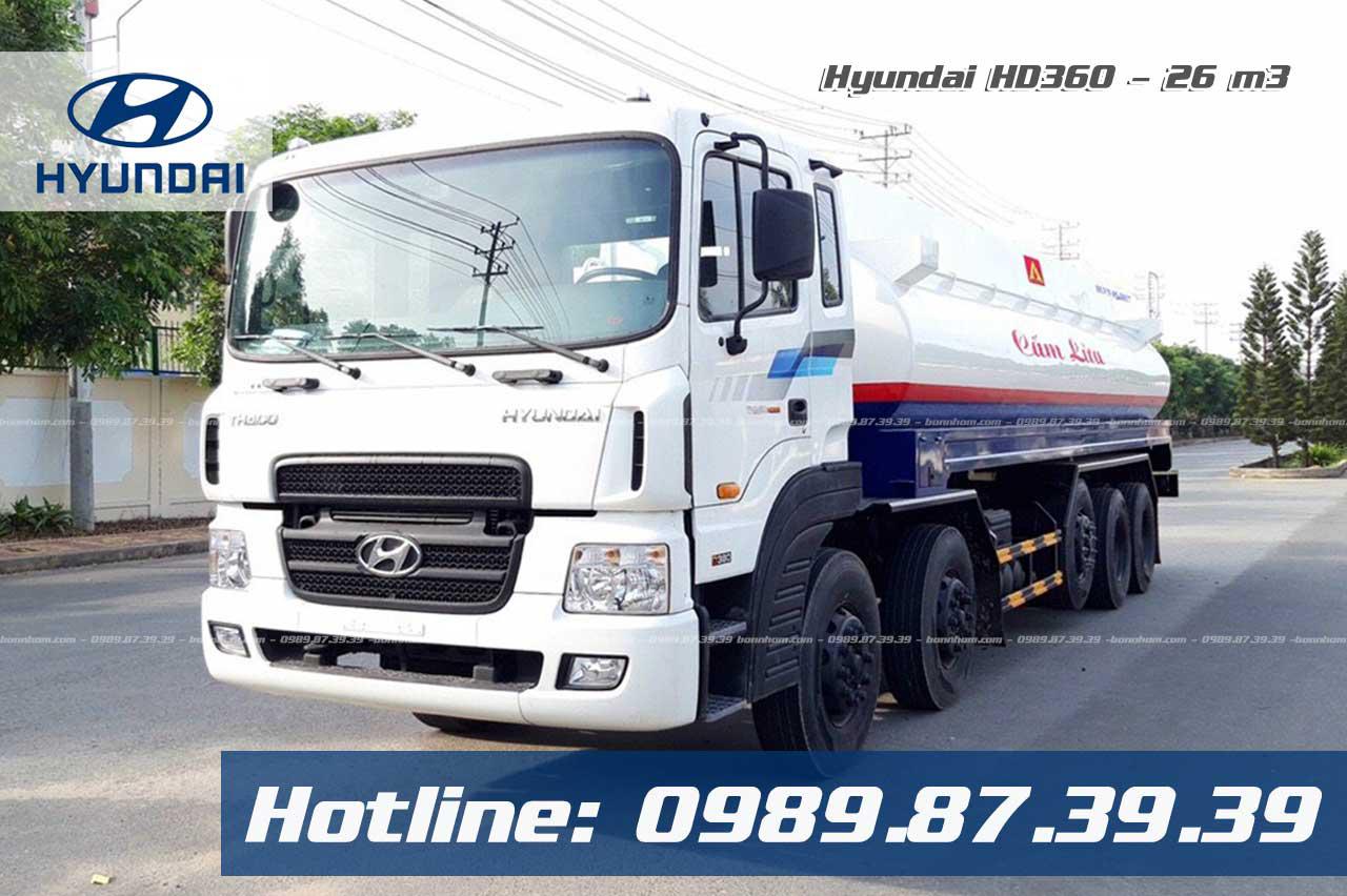 Xe bồn 26 m3 khối chở xăng dầu Hyundai 5 chân HD360