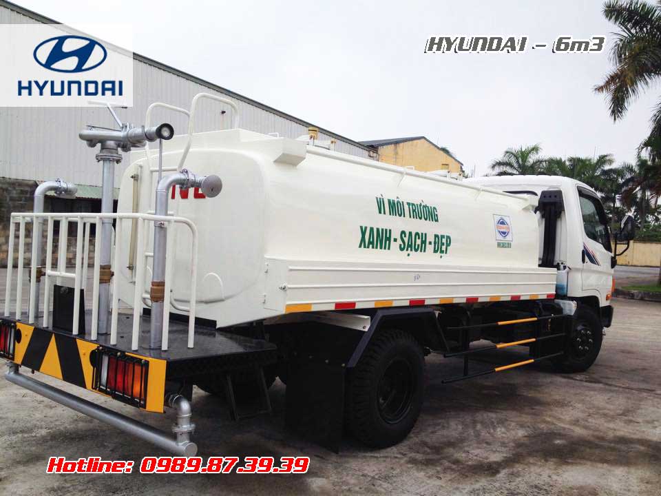 Xe bồn xitec phun nước rửa đường tưới cây 6m3 khối Hyundai HD700
