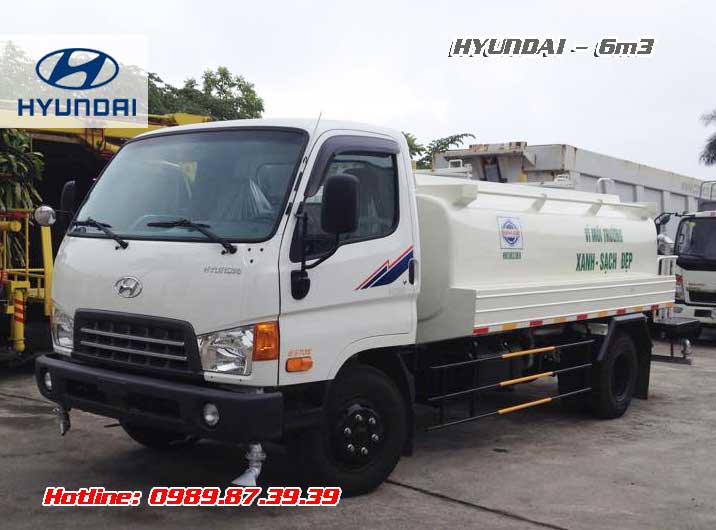 Xe bồn xitec phun nước rửa đường tưới cây 6m3 khối Hyundai HD700