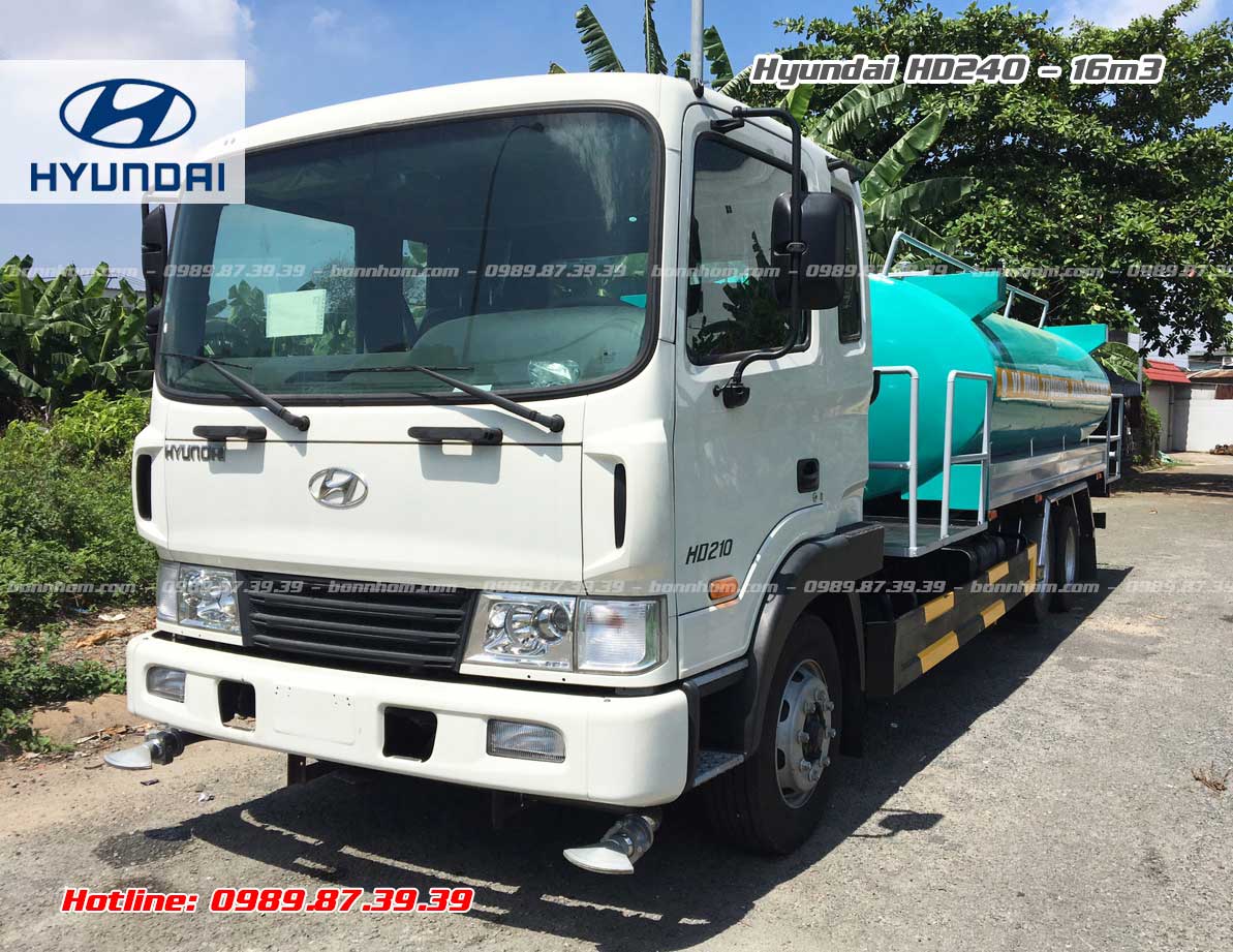 Xe bồn xitec chở nước rửa đường tưới cây 16m3 khối Hyundai 3 chân HD240