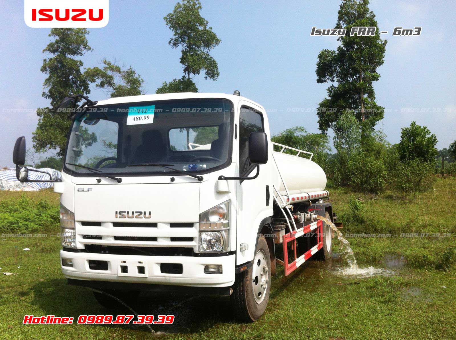 Xe phun nước rửa đường tưới cây 6m3 khối Isuzu FRR