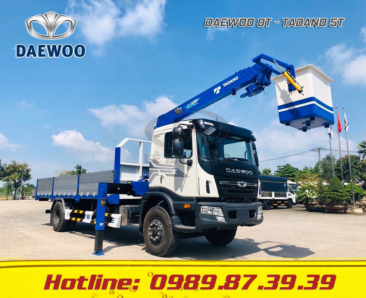 Xe tải Daewoo 8T HC6AA gắn cẩu Tadano 5 tấn