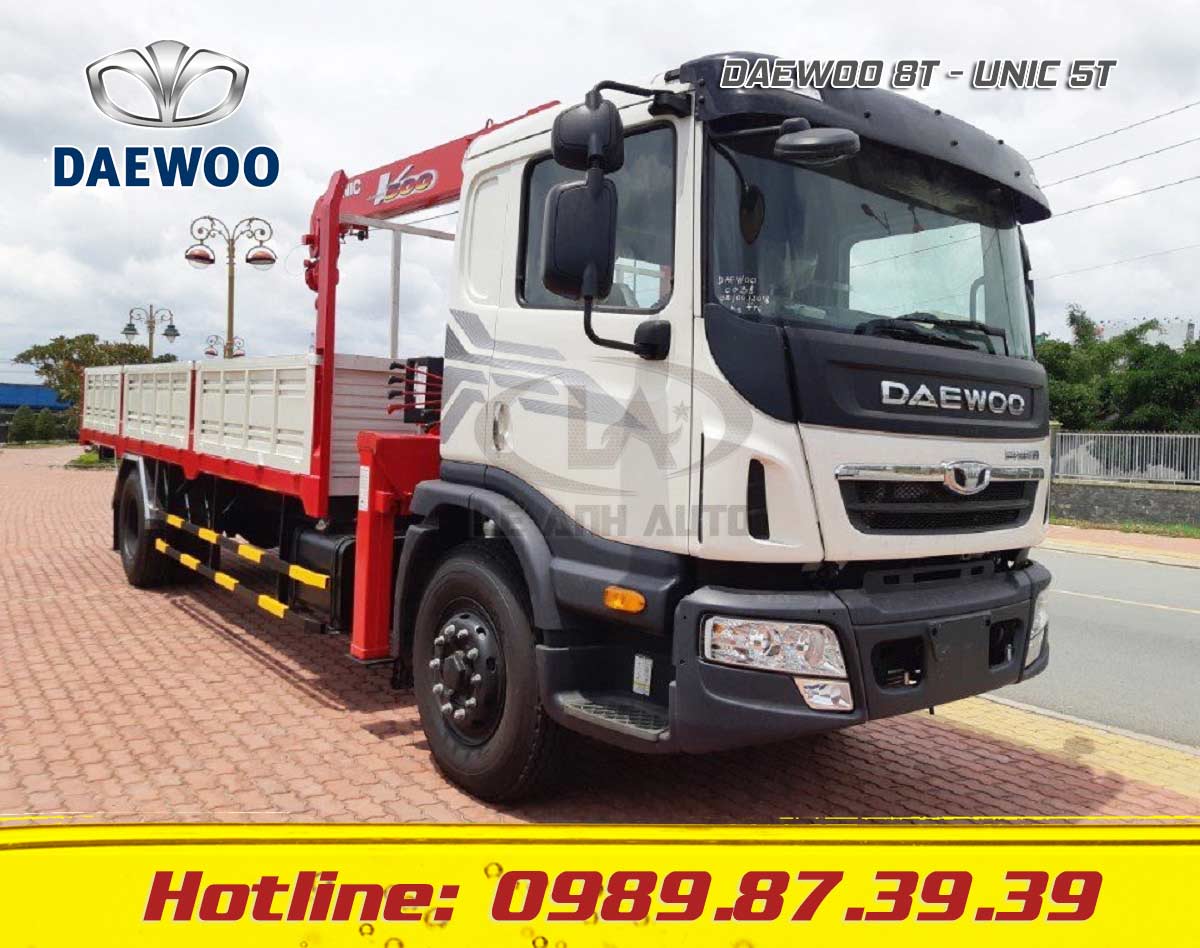 Xe tải Daewoo 9T HC6AA gắn cẩu Unic 5 tấn