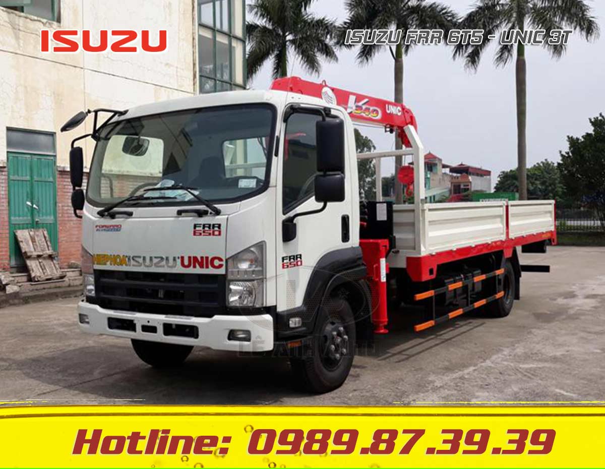 Xe tải Isuzu 6T5 FRR gắn cẩu Unic 3 tấn URV330