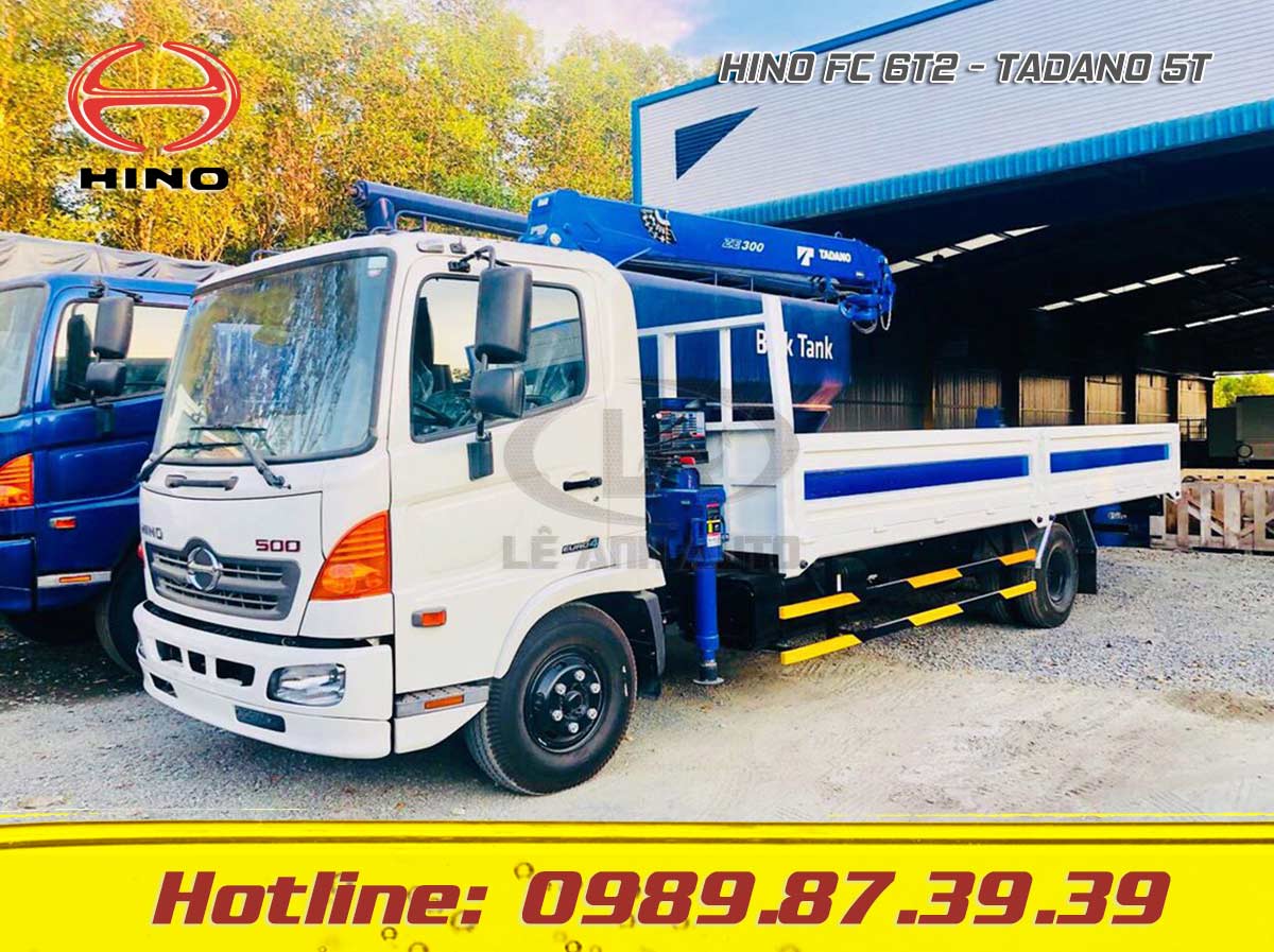 Xe tải Hino 6t2 FC gắn cẩu Tadano 5 tấn