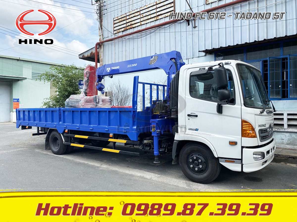 Xe tải Hino 6t2 FC gắn cẩu Tadano 5 tấn