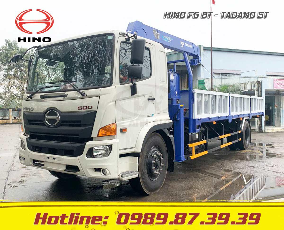Xe tải Hino 6.5 tấn gắn cẩu Tadano 5 tấn