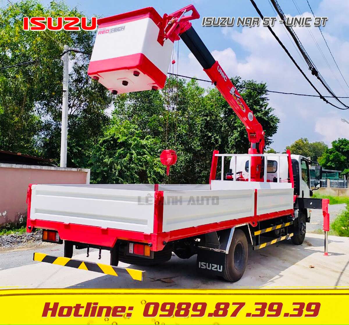 XE TẢI ISUZU NQR 5 TẤN GẮN CẨU UNIC 3 TẤN