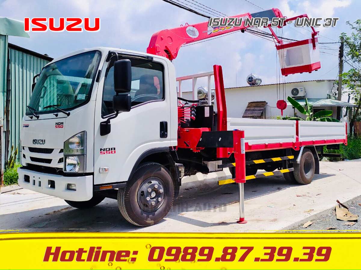 XE TẢI ISUZU NQR 5 TẤN GẮN CẨU UNIC 3 TẤN