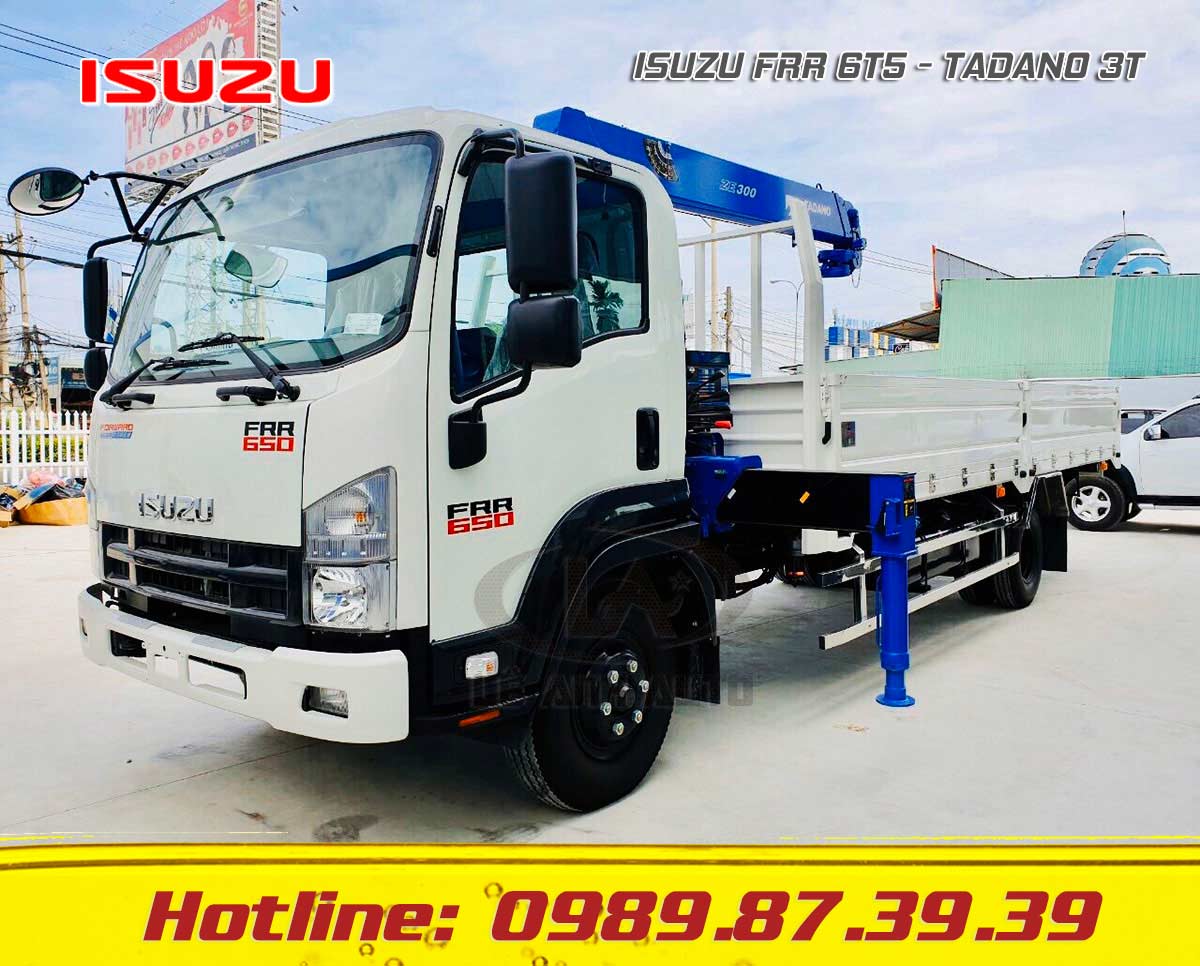 XE TẢI ISUZU FRR 6.5 TẤN GẮN CẨU TADANO 3 TẤN