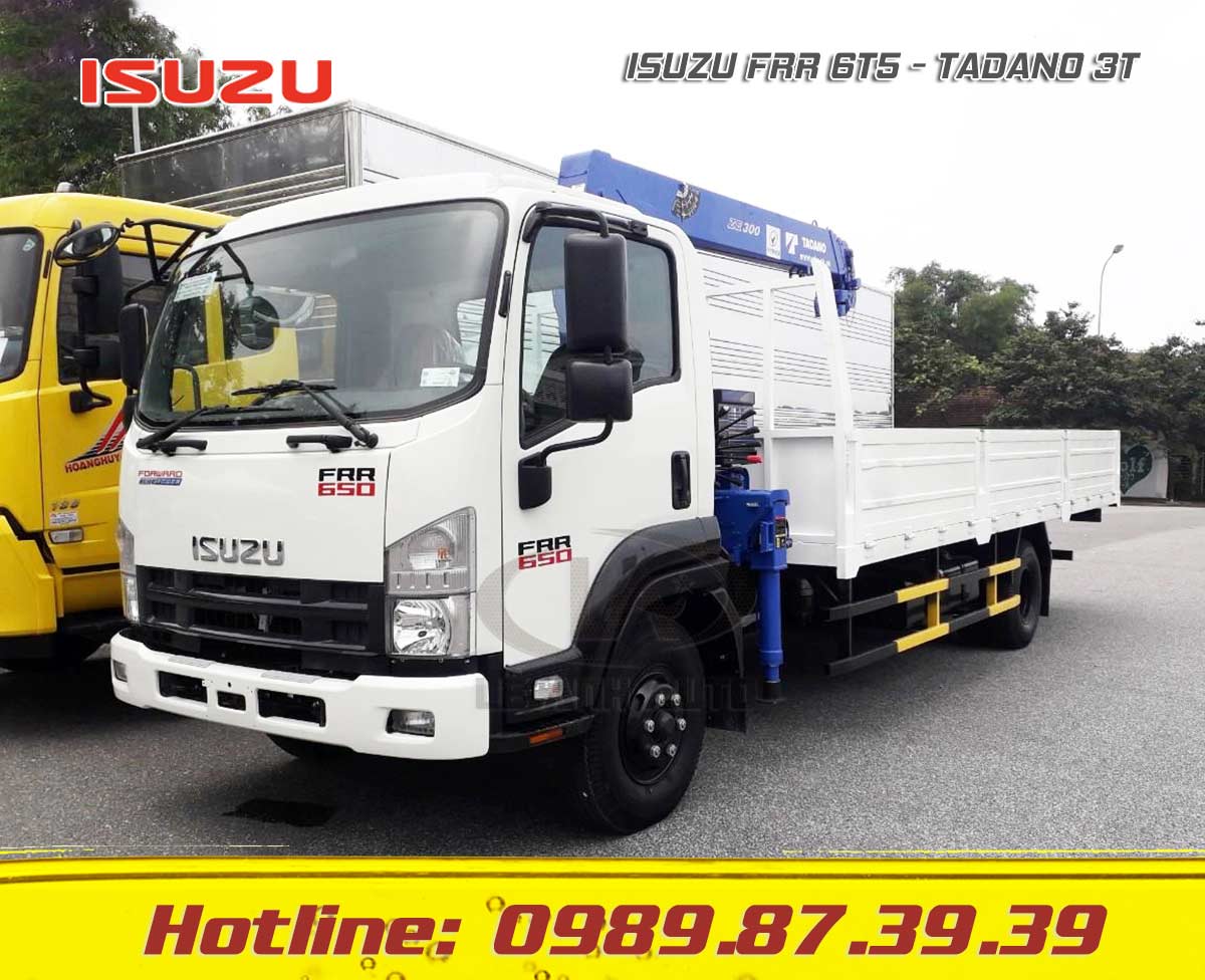 XE TẢI ISUZU FRR 6.5 TẤN GẮN CẨU TADANO 3 TẤN
