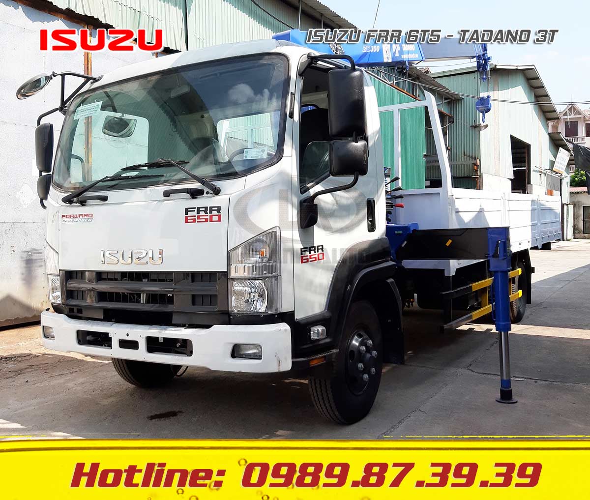 XE TẢI ISUZU FRR 6.5 TẤN GẮN CẨU TADANO 3 TẤN