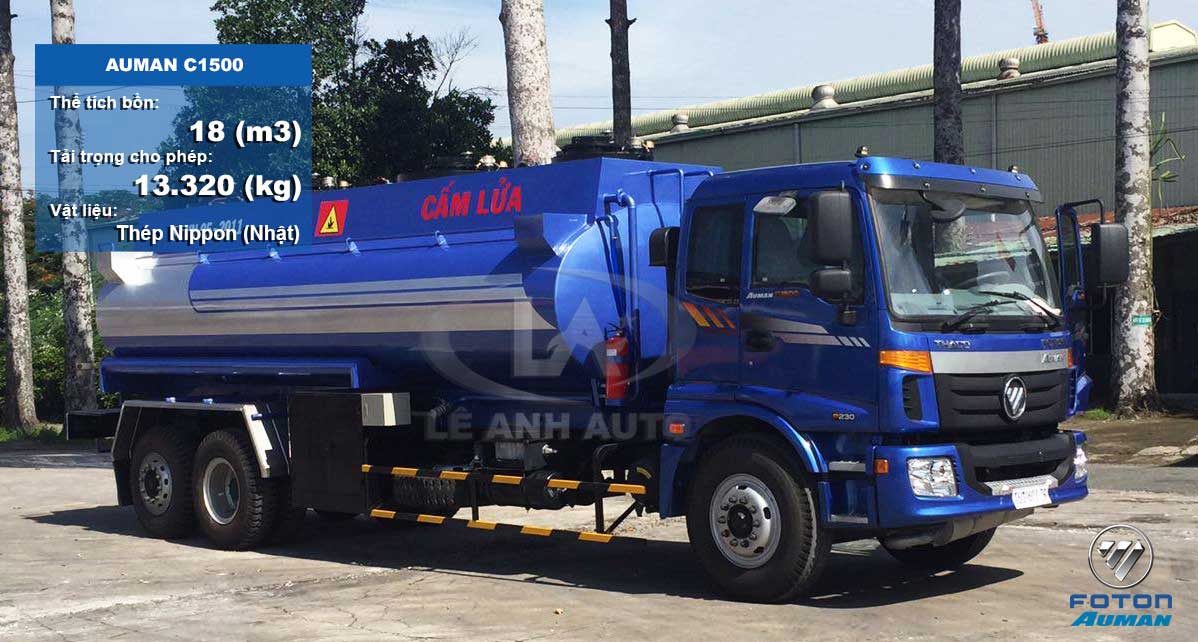 Xe bồn xăng dầu 18 m3 khối Thaco Auman C1500