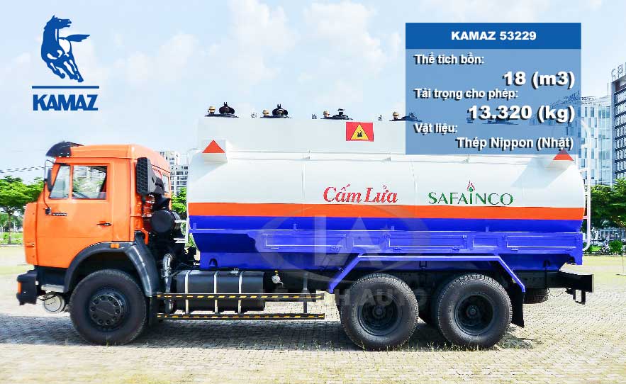 Xe bồn xăng dầu 18 khối Kamaz 53229