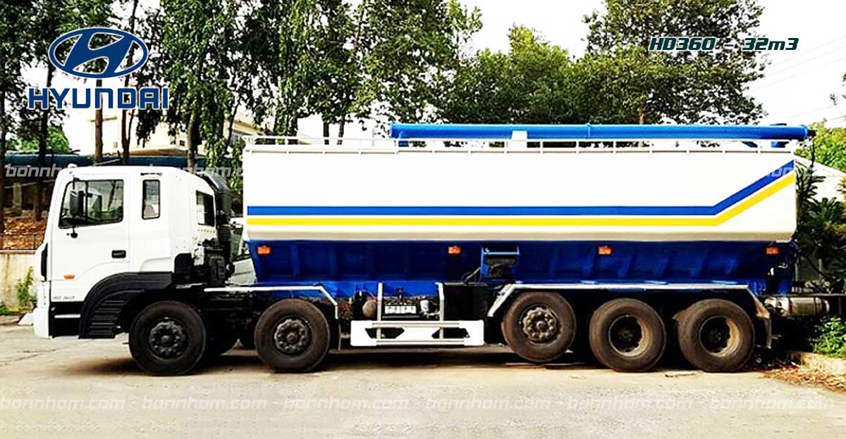 xe bồn chở thức ăn gia súc 32m3 khối Hyundai HD360
