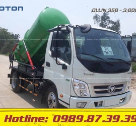 XE BỒN HÚT CHẤT THẢI 3M3 KHỐI THACO OLLIN 350